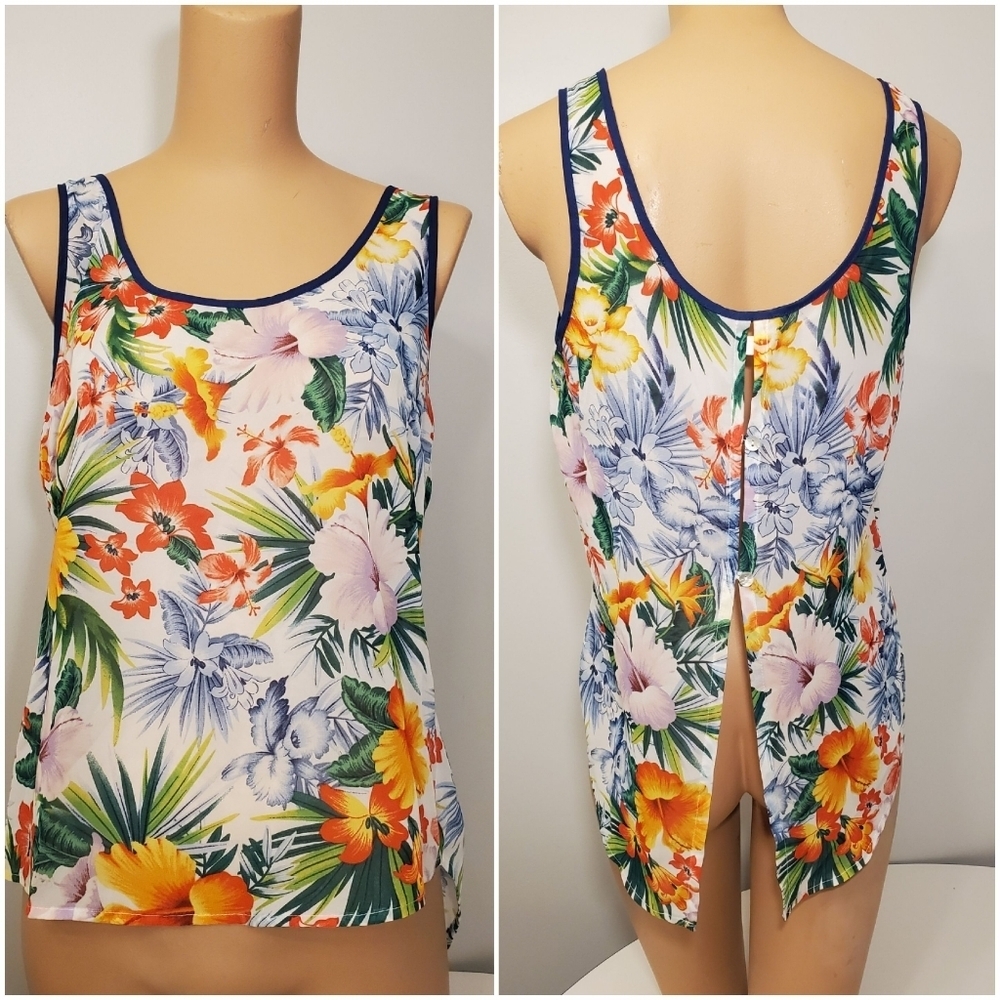 Ali & Kris Tropical Floral sheer open back Tank